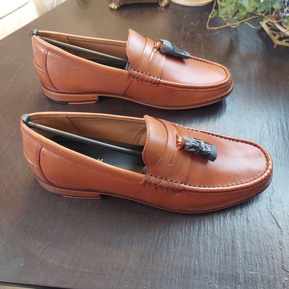 NEW! Walk London Men\'s Tino Tassel Leather Loafers Tan Size US 8/UK 7 $185 main image 8
